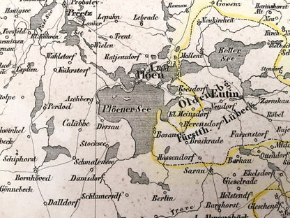 Antique 1855 Holstein, Lauenburg, Hamburg, Lübeck Map from Sohr Berghaus Atlas by Carl Flemming – Germany, Altona, Stade, Kiel, Bad Oldesloe
