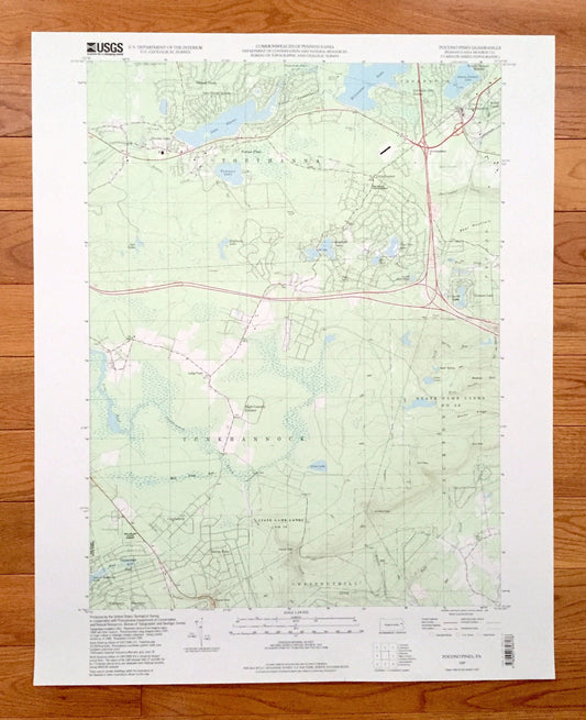 Antique Pocono Pines, Pennsylvania 1997 US Geological Survey Topographic Map – Monroe County, Tobyhanna, Bear Mountain, Lake Naomi, PA