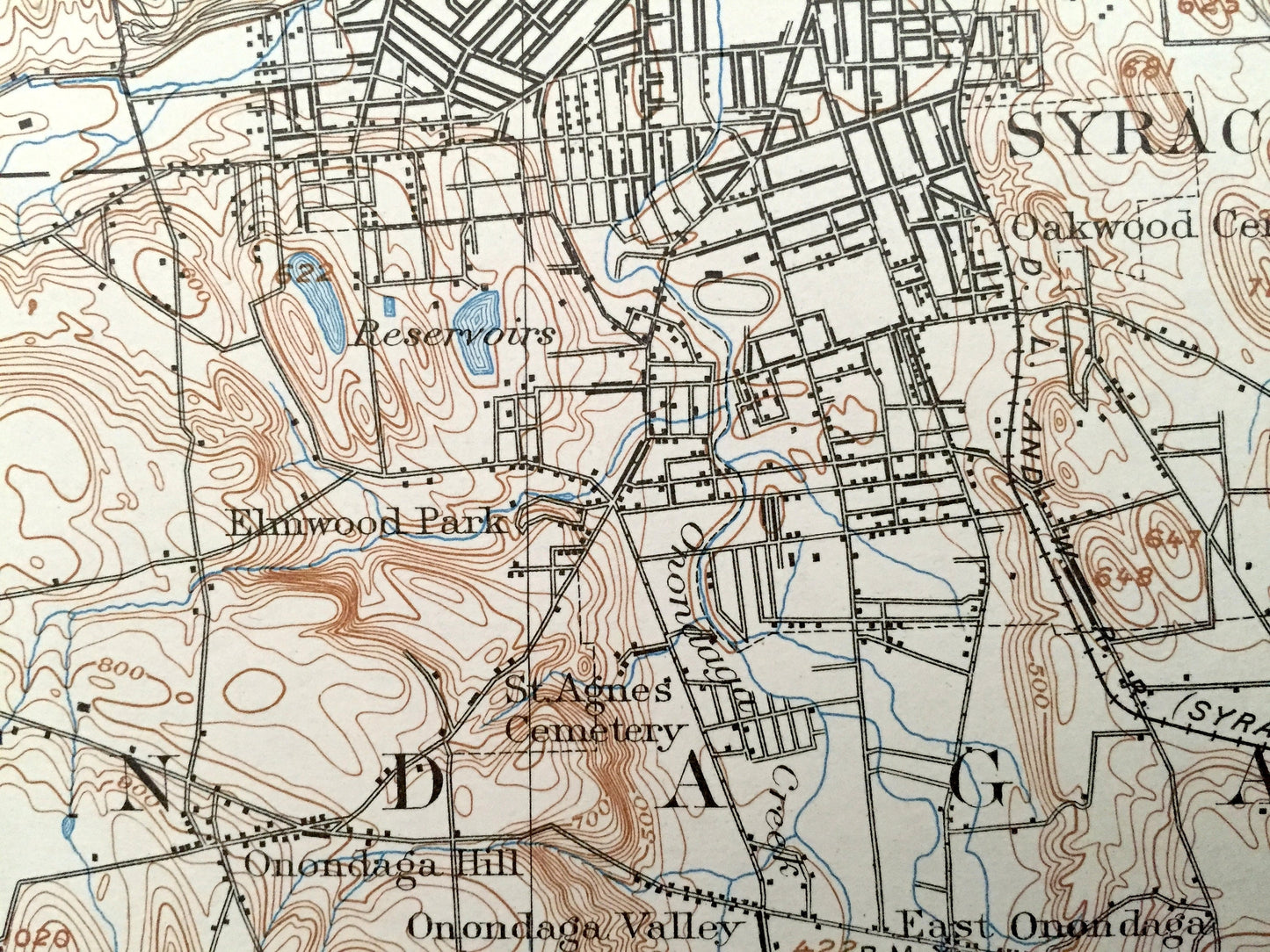 Antique Syracuse, New York 1898 US Geological Survey Topographic Map – Salina, Onondaga, Cicero, Clay, Fayetteville Liverpool Oneida Lake NY
