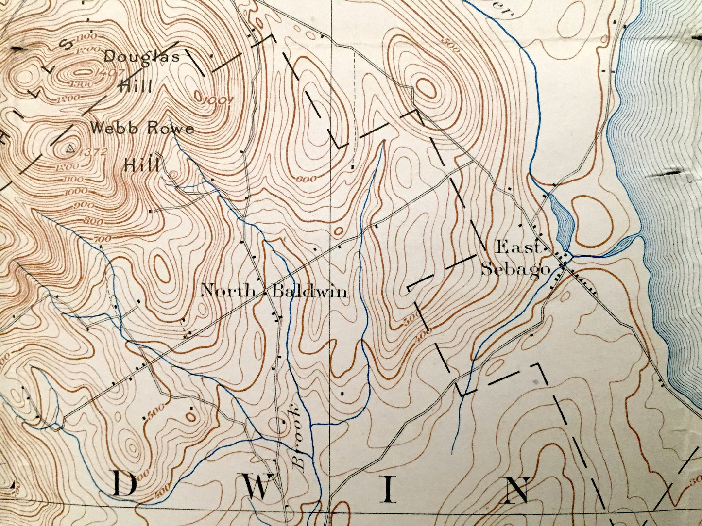 Antique Sebago Lake, Maine 1896 US Geological Survey Topographic Map – Naples, Casco, Baldwin, Limington, Standish, Raymond, Cumberland, ME