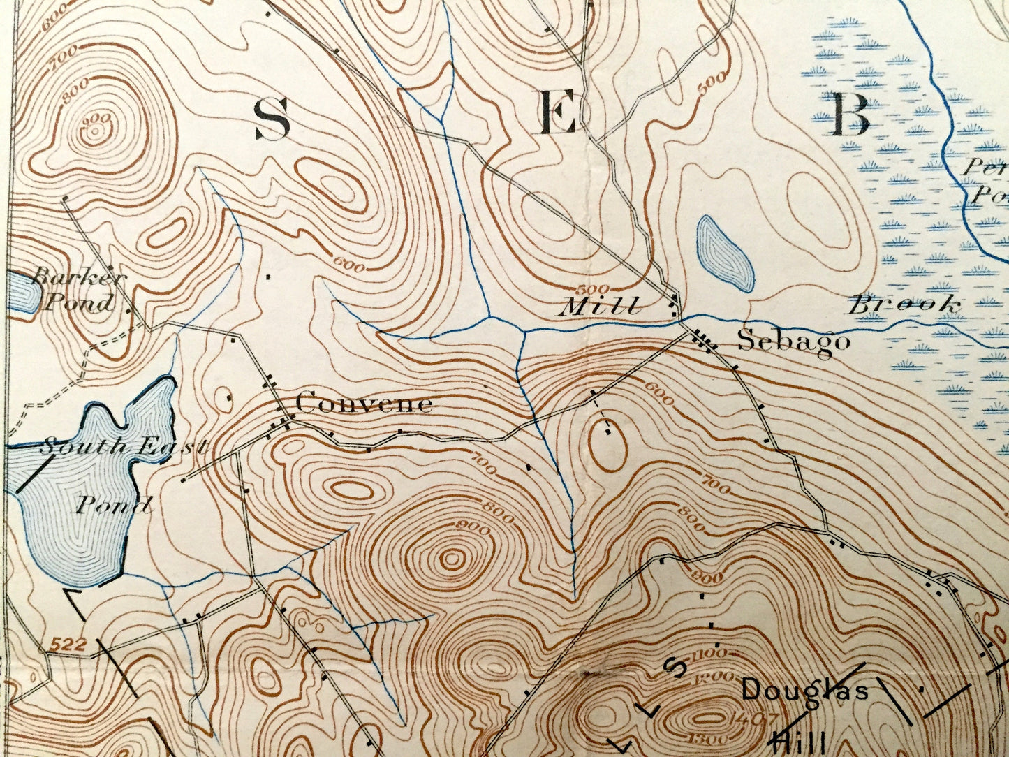 Antique Sebago Lake, Maine 1896 US Geological Survey Topographic Map – Naples, Casco, Baldwin, Limington, Standish, Raymond, Cumberland, ME