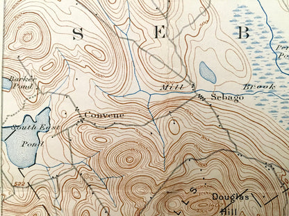 Antique Sebago Lake, Maine 1896 US Geological Survey Topographic Map – Naples, Casco, Baldwin, Limington, Standish, Raymond, Cumberland, ME