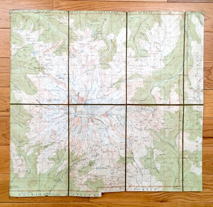 Antique Mt Rainier National Park 1928 US Geological Survey Topographic Map – Pierce County, Cascade Range, Emerald Ridge, Winthrop Mount, WA