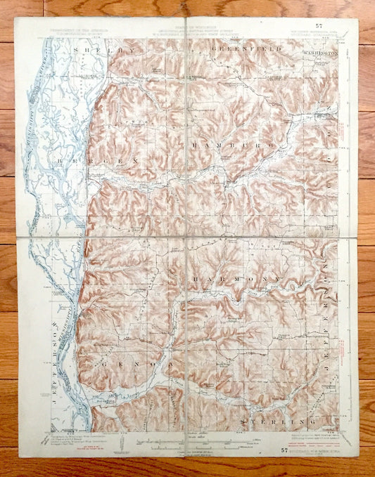 Antique Stoddard, Wisconsin 1926 US Geological Survey Topographic Map – Bergen, Hamburg, Washington, Greenfield, Shelby Harmony Jefferson WI