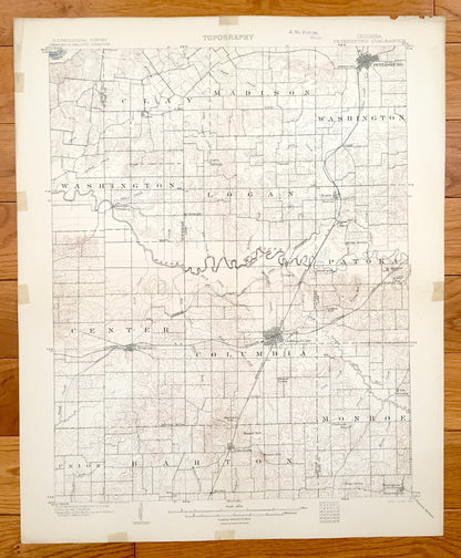 Antique Petersburg, Indiana 1903 US Geological Survey Topographic Map – Pike, Gibson and Knox County, Oakland City, Francisco, Glezen, IN