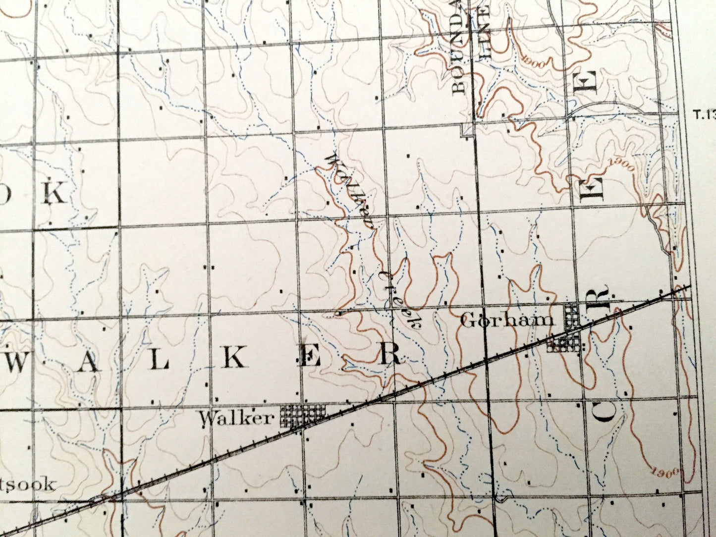 Antique Hays, Kansas 1896 US Geological Survey Topographic Map – Ellis, Big Creek, Catherine, Hartsook, Walker Paradise Victoria Lacrosse KS