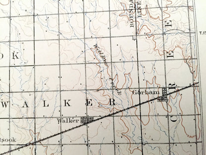 Antique Hays, Kansas 1896 US Geological Survey Topographic Map – Ellis, Big Creek, Catherine, Hartsook, Walker Paradise Victoria Lacrosse KS
