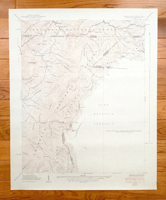 Antique Grayson, Tennessee 1934 US Geological Survey Topographic Map – North Carolina, Virginia, Washington, Johnson, Ashe County, Whitetop