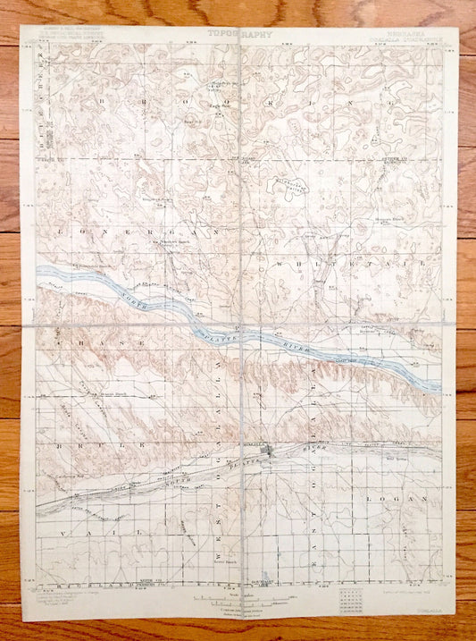 Antique Ogalalla, Nebraska 1900 US Geological Survey Topographic Map – Vail, Brule, Chase, Logan, Whitetail, Lonergan Brooking Blue Creek NE