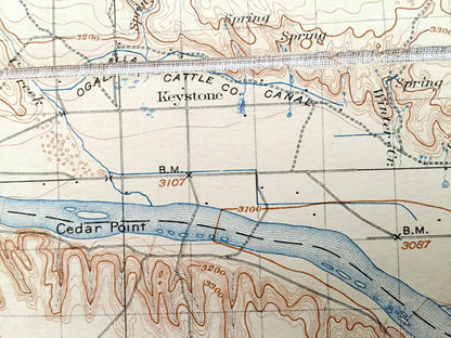 Antique Ogalalla, Nebraska 1900 US Geological Survey Topographic Map – Vail, Brule, Chase, Logan, Whitetail, Lonergan Brooking Blue Creek NE