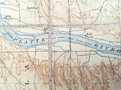 Antique Ogalalla, Nebraska 1900 US Geological Survey Topographic Map – Vail, Brule, Chase, Logan, Whitetail, Lonergan Brooking Blue Creek NE