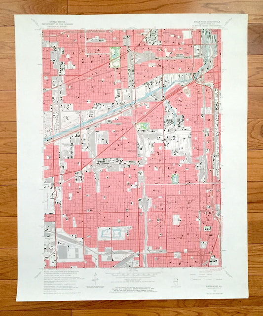 Antique Englewood, Illinois 1963 US Geological Survey Topographic Map – Cook County, Chicago, Bedford Park, Cicero, Stickney, Marquette, IL