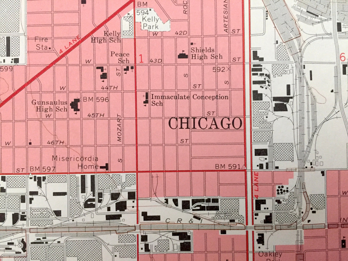Antique Englewood, Illinois 1963 US Geological Survey Topographic Map – Cook County, Chicago, Bedford Park, Cicero, Stickney, Marquette, IL