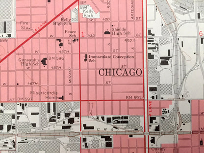 Antique Englewood, Illinois 1963 US Geological Survey Topographic Map – Cook County, Chicago, Bedford Park, Cicero, Stickney, Marquette, IL