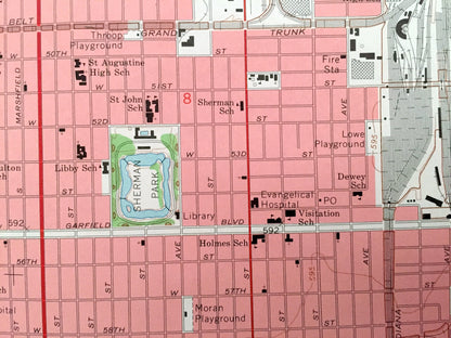 Antique Englewood, Illinois 1963 US Geological Survey Topographic Map – Cook County, Chicago, Bedford Park, Cicero, Stickney, Marquette, IL