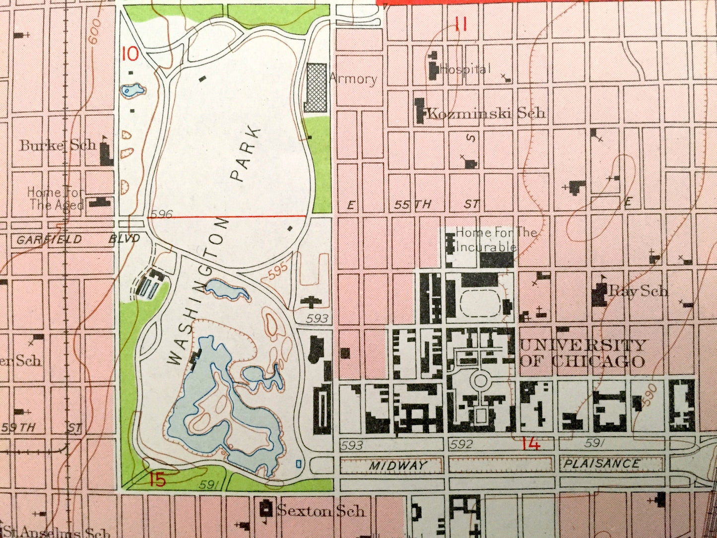 Antique Jackson Park, Illinois 1953 US Geological Survey Topographic Map – Cook County, Chicago, Lake Michigan, Northerly Island, Indiana IL