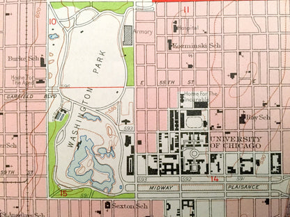 Antique Jackson Park, Illinois 1953 US Geological Survey Topographic Map – Cook County, Chicago, Lake Michigan, Northerly Island, Indiana IL