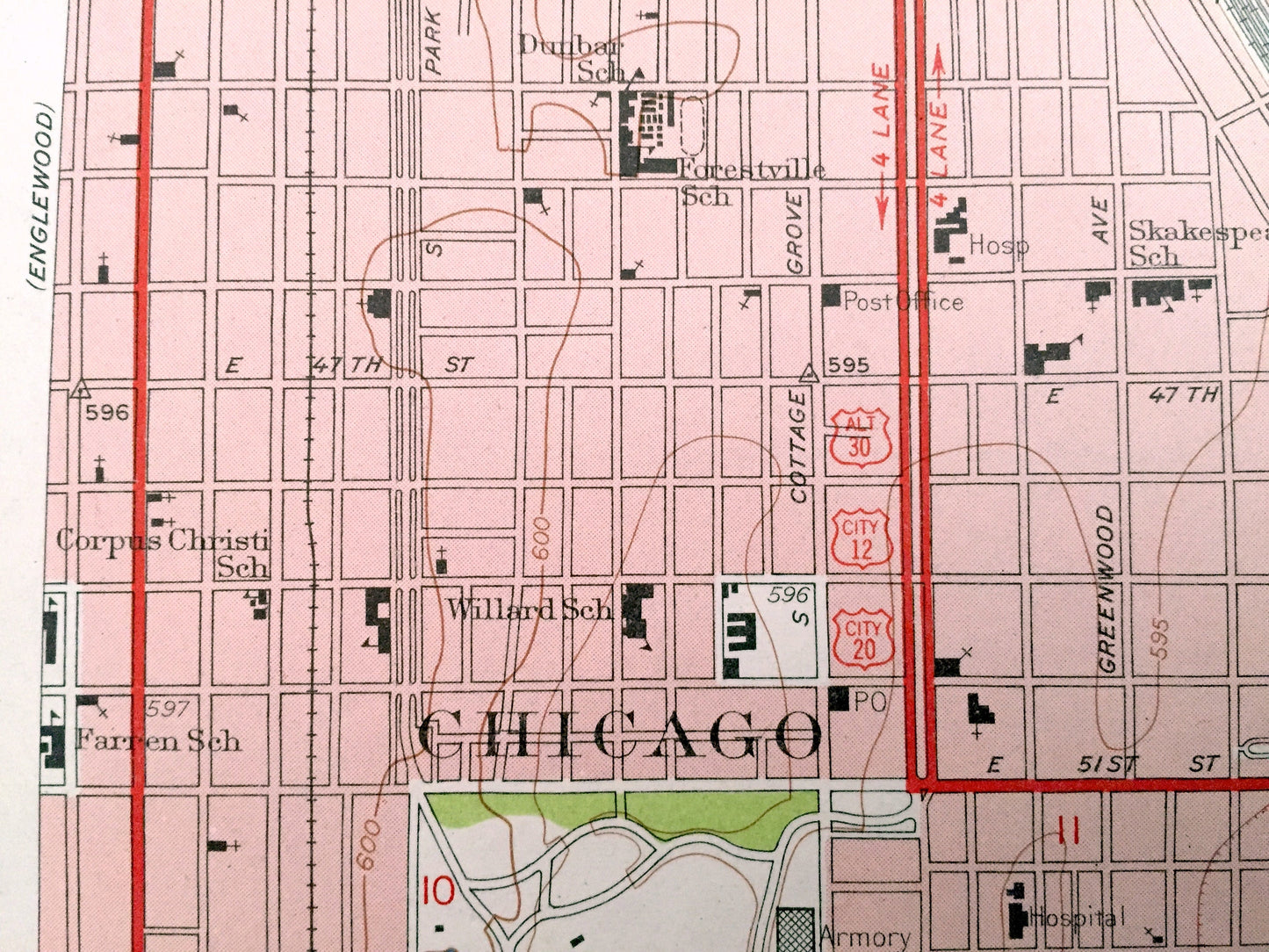 Antique Jackson Park, Illinois 1953 US Geological Survey Topographic Map – Cook County, Chicago, Lake Michigan, Northerly Island, Indiana IL