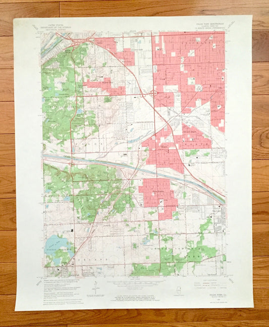 Antique Palos Park, Illinois 1963 US Geological Survey Topographic Map – Cook County, Orlando, Bremen, Worth, Chicago Ridge, Stickney, Lyons
