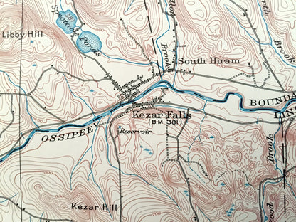 Antique Kezar Falls, Maine 1910 US Geological Survey Topographic Map – Parsonfield, Porter, Hiram, Cornish, Brownfield, Denmark, Baldwin, ME