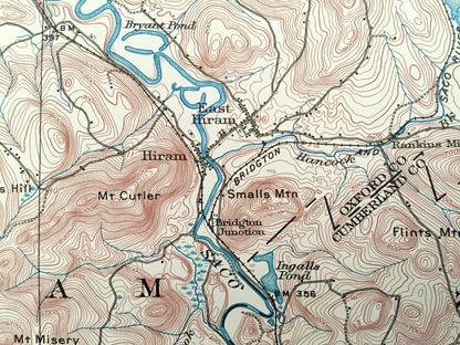 Antique Kezar Falls, Maine 1910 US Geological Survey Topographic Map – Parsonfield, Porter, Hiram, Cornish, Brownfield, Denmark, Baldwin, ME
