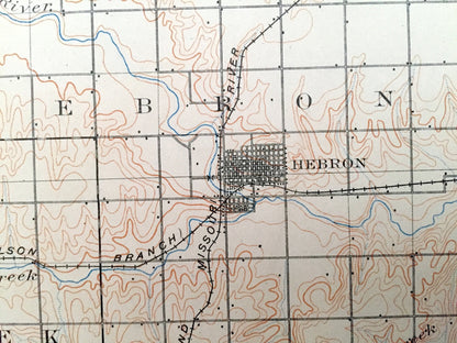 Antique Hebron, Nebraska 1898 US Geological Survey Topographic Map – Spring Creek, Chester, Hubell, Gilead, Kiowa, Hardy Harbine Garfield NE