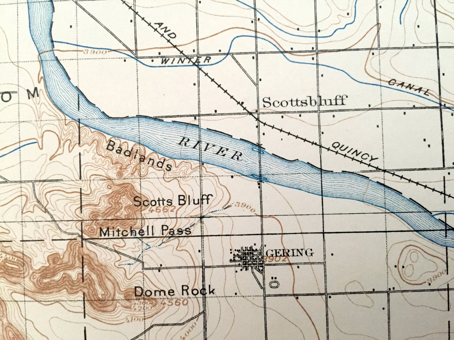 Antique Scottsbluff, Nebraska 1898 US Geological Survey Topographic Map – Rose, Castle Rock, Roubedeau, Kiowa, Ford, Winter Creek, Tabor, NE