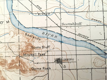 Antique Scottsbluff, Nebraska 1898 US Geological Survey Topographic Map – Rose, Castle Rock, Roubedeau, Kiowa, Ford, Winter Creek, Tabor, NE