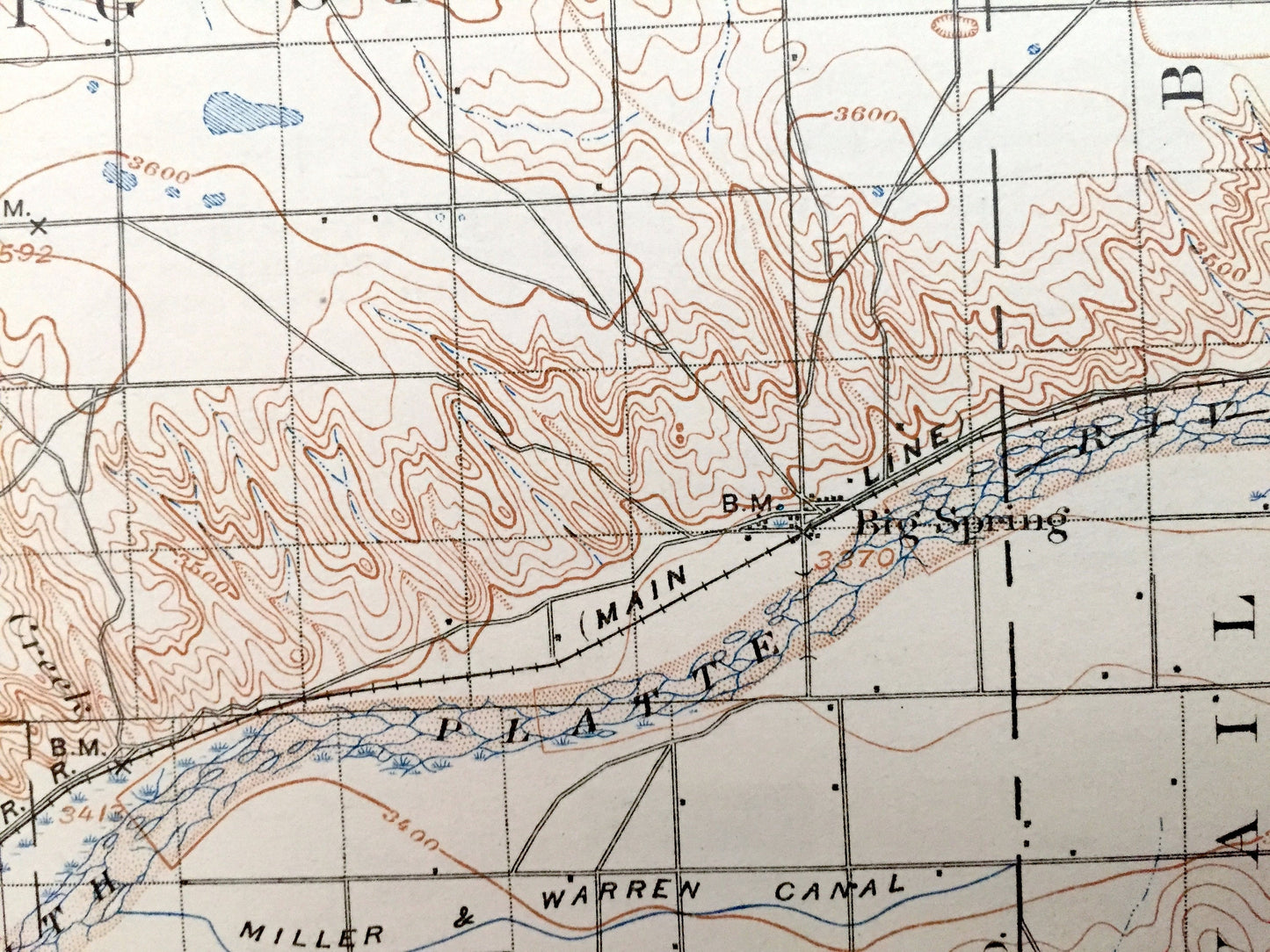 Antique Chappell, Nebraska 1900 US Geological Survey Topographic Map – Swan, Big Spring, Vail, Brule, Park, Green, Blue Creek Lisco Chase NE