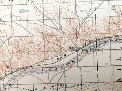 Antique Chappell, Nebraska 1900 US Geological Survey Topographic Map – Swan, Big Spring, Vail, Brule, Park, Green, Blue Creek Lisco Chase NE