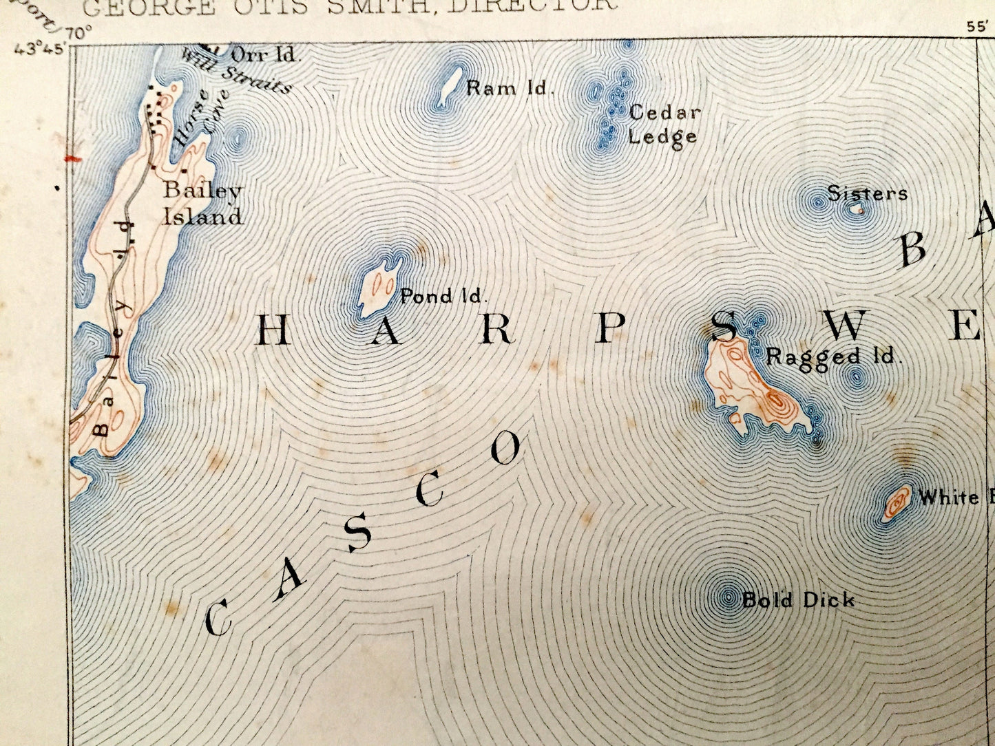 Antique Small Point, Maine 1893 US Geological Survey Topographic Map – Harpswell, Phippsburg, Cliffstone, Popham Beach, Cumberland, Casco ME