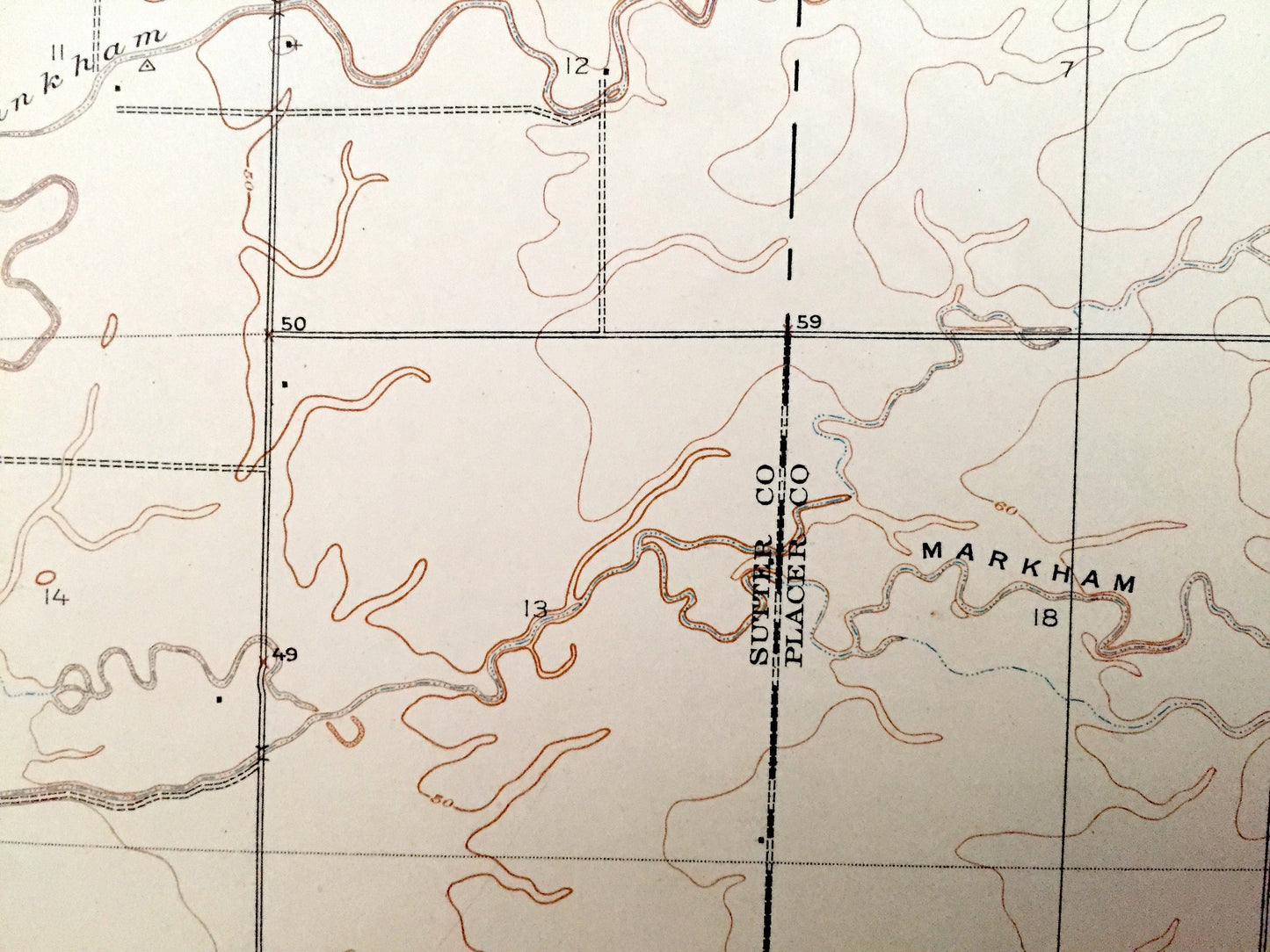 Antique Sheridan, California 1910 US Geological Survey Topographic Map – Placer, Sutter, Yuba County, Johnson Ranch, Markham, Sacramento, CA