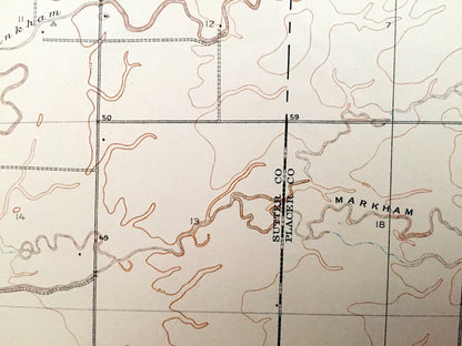 Antique Sheridan, California 1910 US Geological Survey Topographic Map – Placer, Sutter, Yuba County, Johnson Ranch, Markham, Sacramento, CA