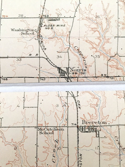 Antique Canton, Illinois 1912 US Geological Survey Topographic Map – Buckheart, Putman, Cass, Joshua, Deerfield, Young Hickory, Fairview, IL