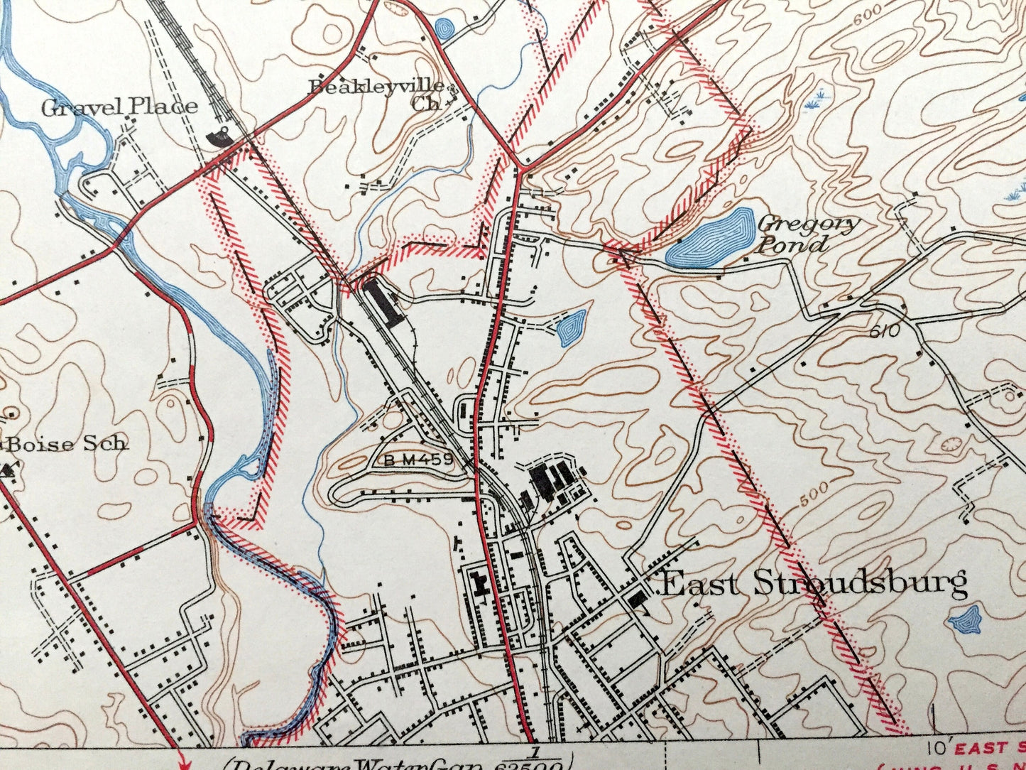 Antique East Stroudsburg, Pennsylvania 1947 US Geological Survey Topographic Map – Monroe County, Paradise, Price, Poconos, Stroud, PA
