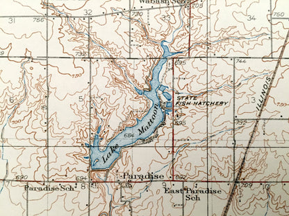 Antique Mattoon, Illinois 1937 US Geological Survey Topographic Map – Lafayette, Pleasant Grove, Cottonwood, Sumpter, Spring Point, Whitley