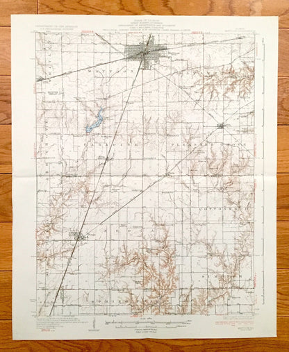 Antique Mattoon, Illinois 1937 US Geological Survey Topographic Map – Lafayette, Pleasant Grove, Cottonwood, Sumpter, Spring Point, Whitley