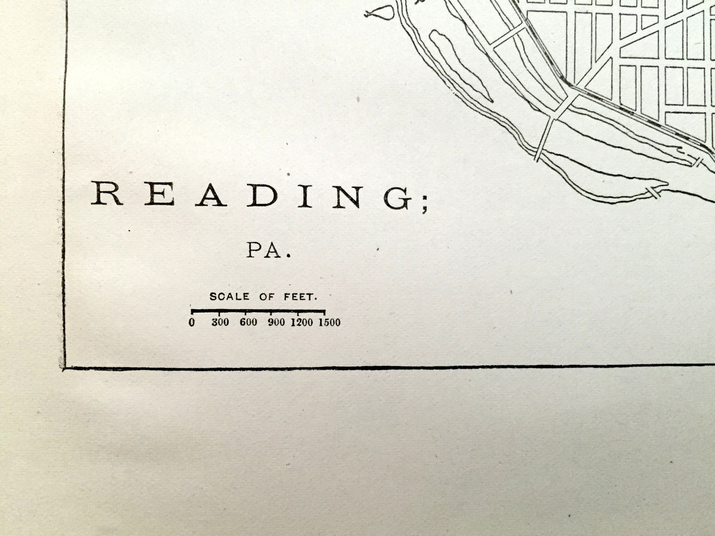 Antique Reading, Pennsylvania Map from 1880 Census – Berks County, Schuylkill River, Hampden Park, Penn Street, Hardware Company, PA
