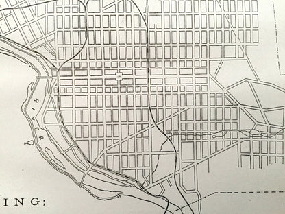 Antique Reading, Pennsylvania Map from 1880 Census – Berks County, Schuylkill River, Hampden Park, Penn Street, Hardware Company, PA