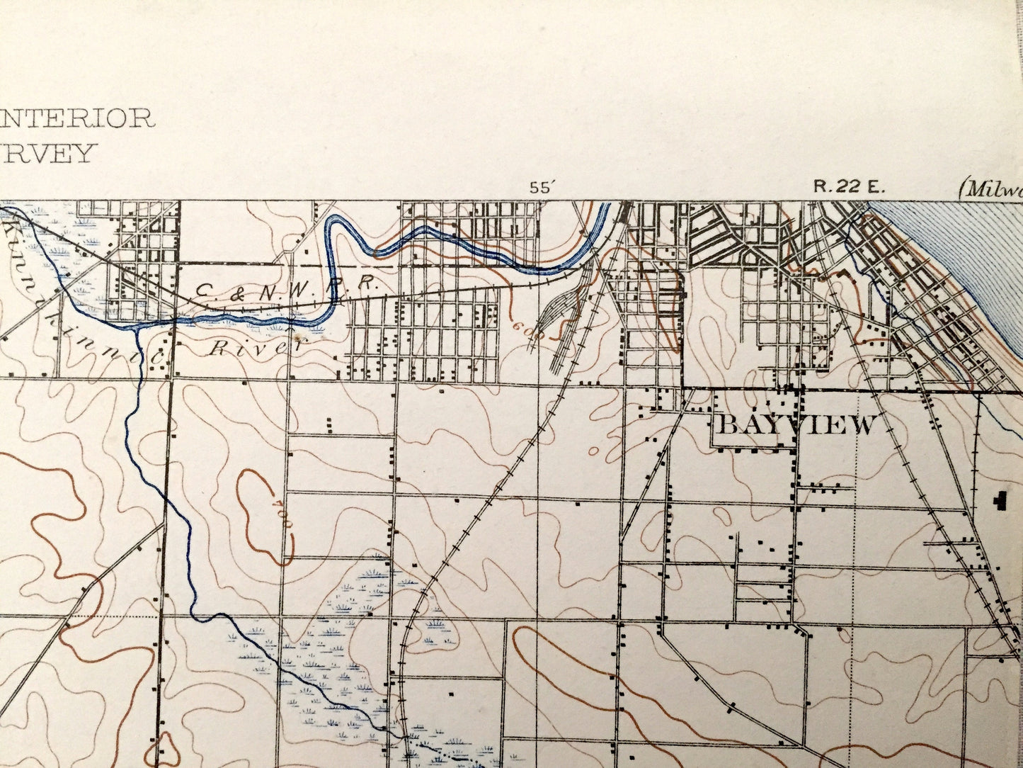 Antique Bayview, Wisconsin 1901 US Geological Survey Topographic Map – Milwaukee, Racine County, Bay View, Cudahy, Wind Point, Oak Creek, WI