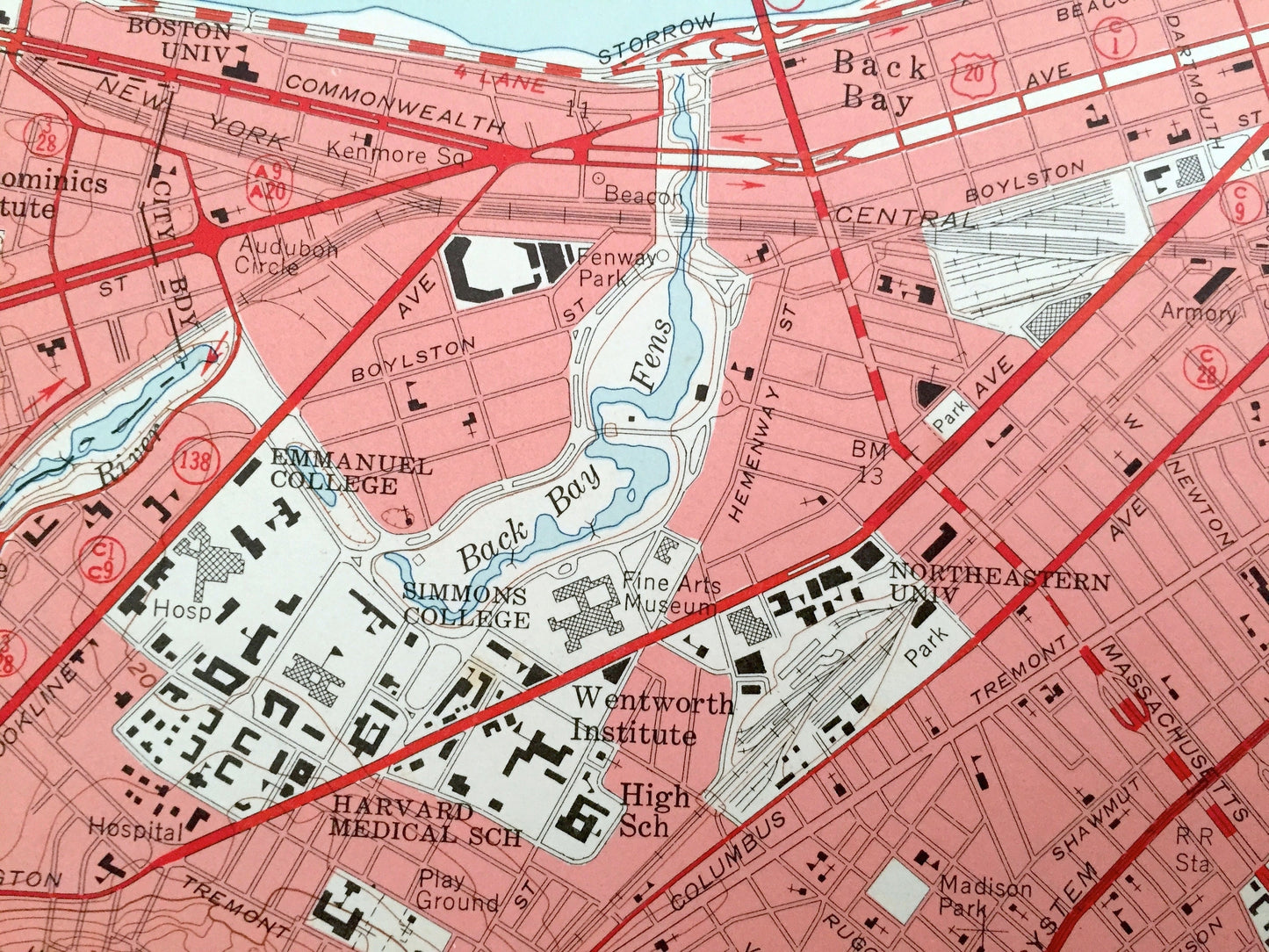 Antique Boston, Massachusetts 1956 US Geological Survey Topographic Map – Quincy, Cambridge, Somerville, Jamaica Plain, Dorchester Milton MA