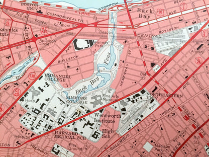 Antique Boston, Massachusetts 1956 US Geological Survey Topographic Map – Quincy, Cambridge, Somerville, Jamaica Plain, Dorchester Milton MA
