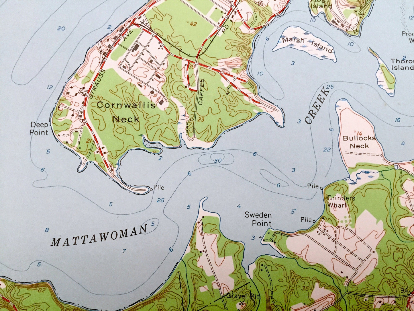 Antique Indian Head, Maryland & VA 1956 US Geological Survey Topographic Map – Charles County, Potomac Heights, Marbury Glymont Doncaster MD