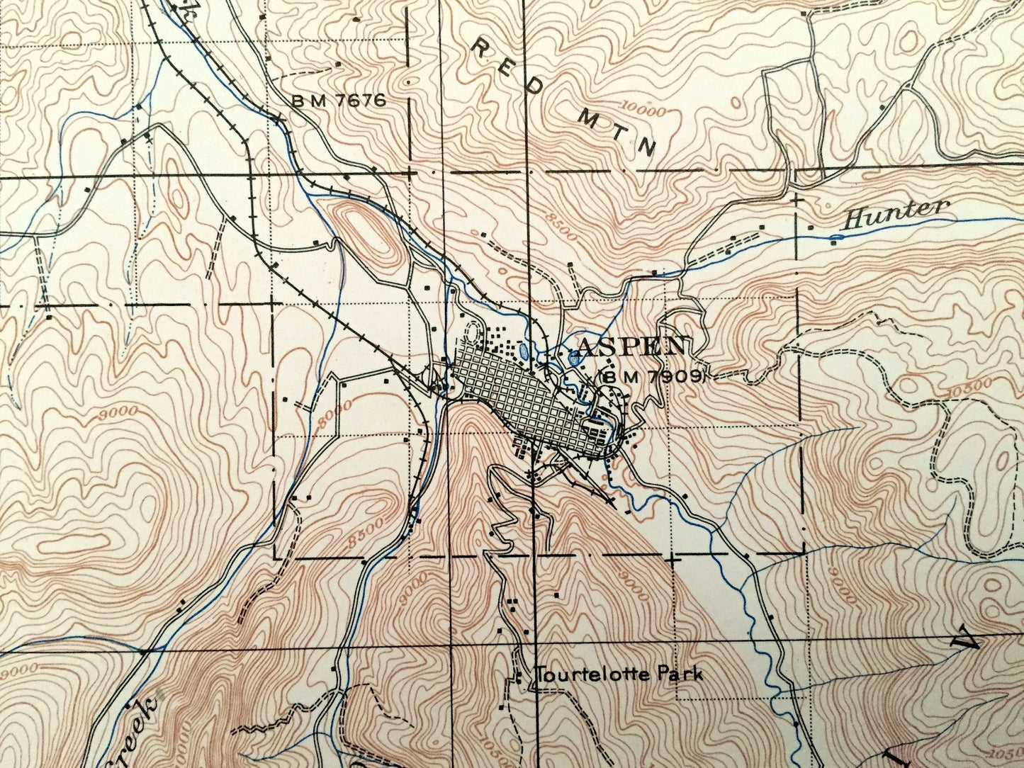 Antique Aspen, Colorado 1909 US Geological Survey Topographic Map – Snowmass, Eagle, Pitkin, Lake, Chaffee County, White River, Gunnison, CO