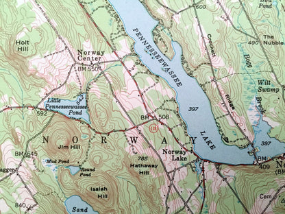 Antique Norway, Maine 1946 US Geological Survey Topographic Map – Long Lake, Waterford, Harrison, Paris, Bridgton, Otisfield, Oxford, ME