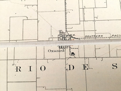 Antique Hueneme, California 1904 US Geological Survey Topographic Map – Ventura County, Oxnard, Camarillo, Santa Barbara Point Mugu Elrio CA