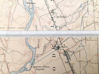 Antique Vina, California 1905 US Geological Survey Topographic Map – Glen, Butte County, Corning, Sacramento River, Richfield Los Molinos CA