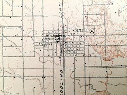 Antique Vina, California 1905 US Geological Survey Topographic Map – Glen, Butte County, Corning, Sacramento River, Richfield Los Molinos CA