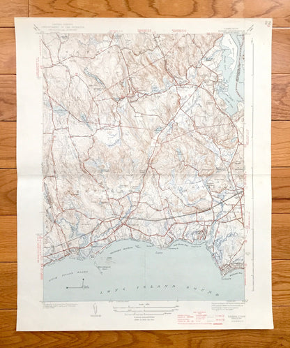 Antique Essex, Connecticut 1944 US Geological Survey Topographic Map – Old Saybrook, Westbrook, Ivoryton, Centerbrook, Grove Beach, Clinton