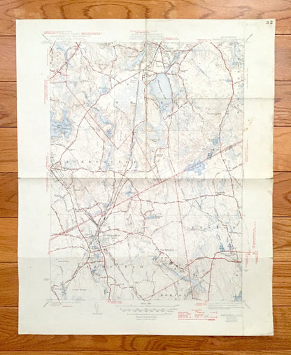 Antique Mansfield, Massachusetts 1941 US Geological Survey Topographic Map – Sharon, Foxborough, Norton, Easton, Furnace Village, Stoughton
